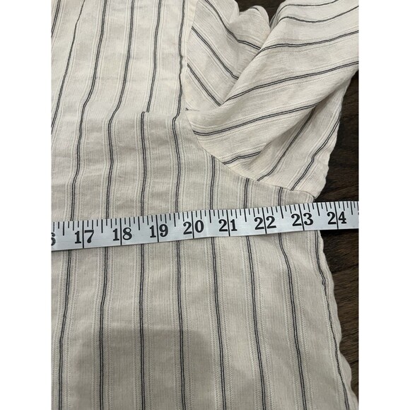 Nordstrom Striped Popover Sz Large Linen Blend Coastal Beach Casual - Picture 5 of 6